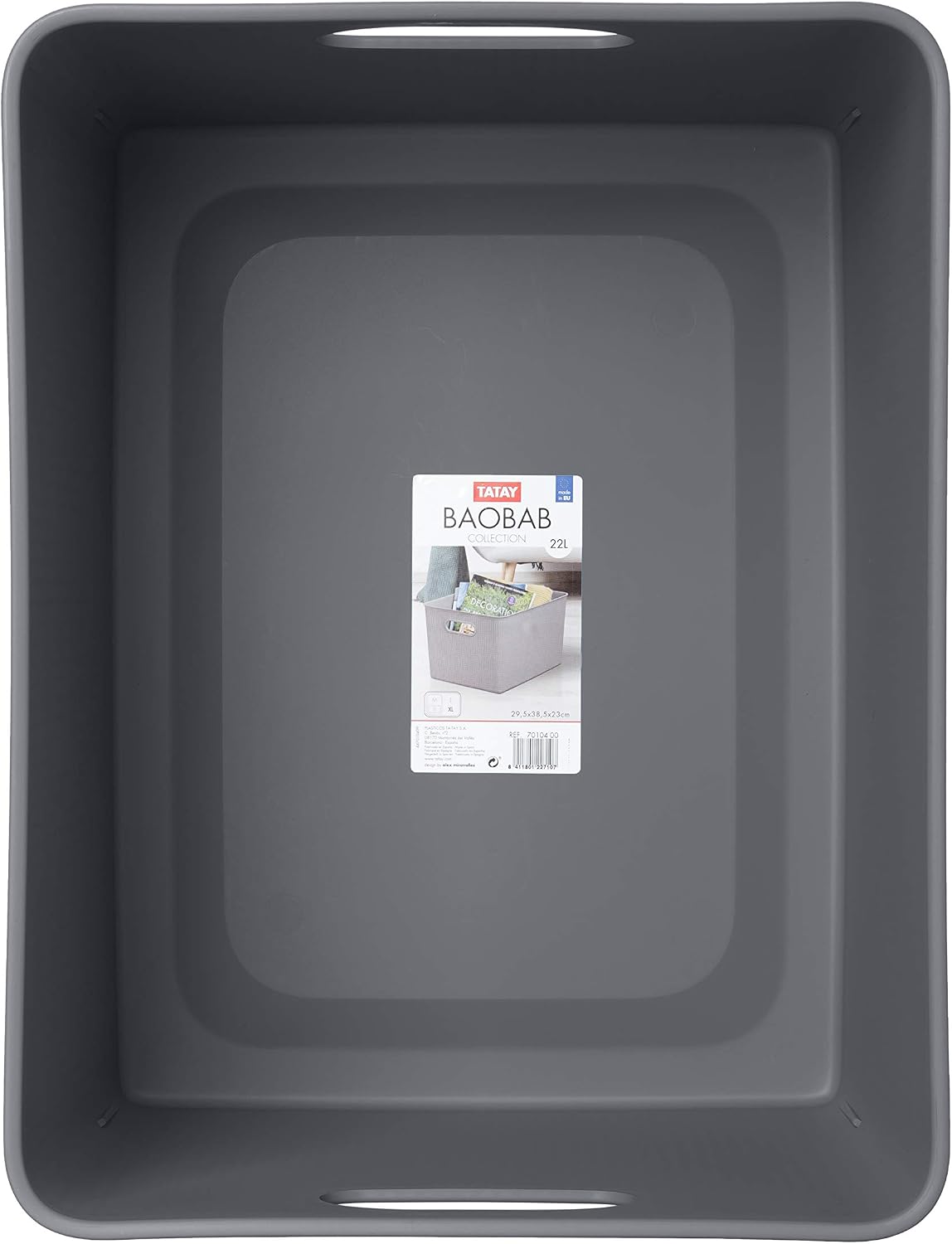 TATAY Plastic Storage Basket 22 L Baobab, Grey - Image 3