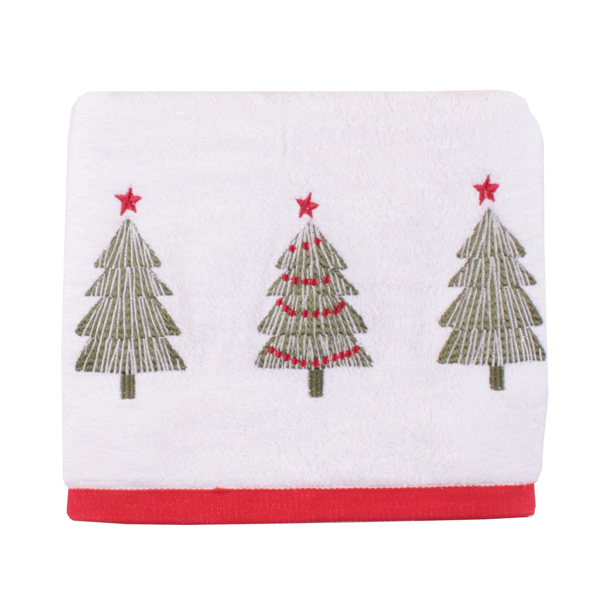 Fusion Christmas - Christmas Trees - 100% Cotton Hand Towel (2 pack) - 50 x 90cm in White, (CXLWETX2ZU)