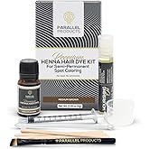 Parallel Products Spot Color Henna Kit - Henna Hair Dye - 5 grams - Tint for Professional Spot Coloring - With Nourishing Oil, Mixing Dish and Application Brush - Root Touch Up (Medium Brown)