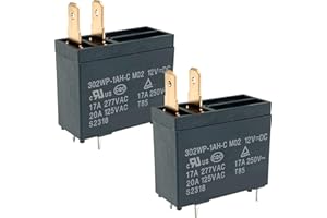 SONZROD 302WP-1AH-C M02 Relay (2-Pack) - 12VDC 20A SPST Plug-in Power Relay - Compatible with Microwave Ovens, Water Heaters, and HVAC Systems - Fixes F3/EC-5 Error