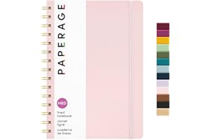PAPERAGE Lined Spiral Journal Notebook, (Blush), 160 Pages, Hardcover Journal for Women & Men, Medium 5.5 in x 8 in - 100 GSM