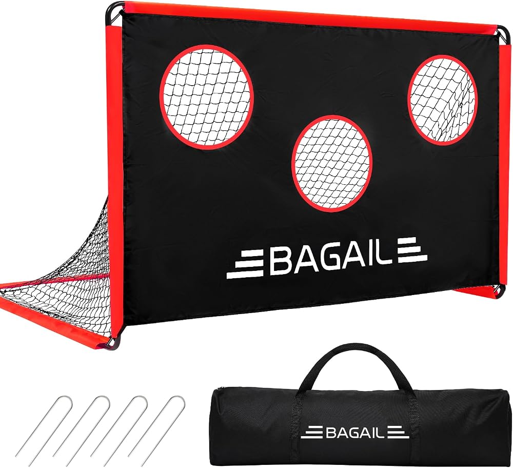 BAGAIL 180x120cm Soccer Goal with Target 2-in-1 Portable Garden Goal