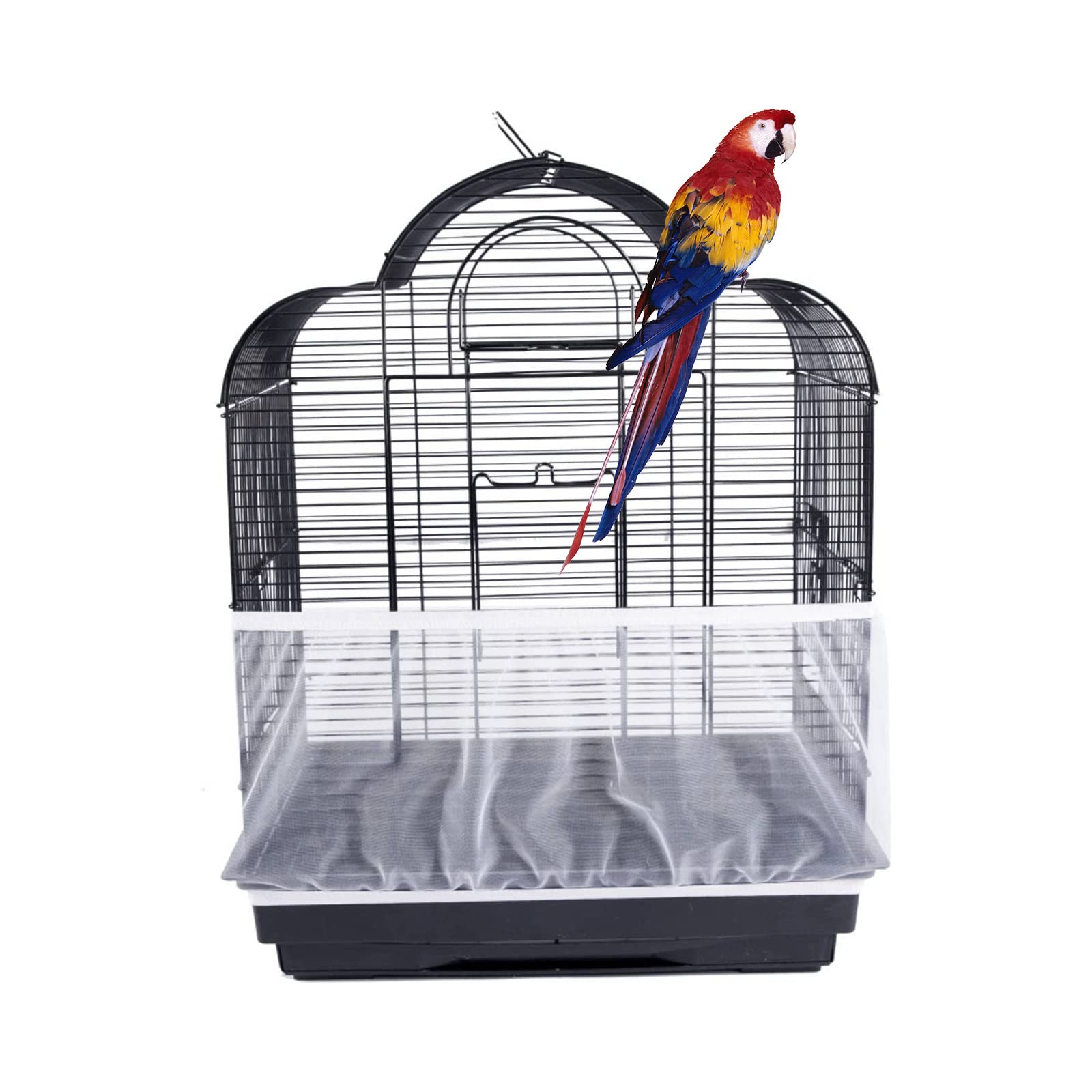 Ventilated Nylon Netting, Mesh Protective Cover, Parakeet Seed Protection Net for Bird Cage Dust-Proof Cover, Collects Seeds. (White)