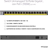 NETGEAR GS116PP 16-Port PoE Gigabit Switch Unmanaged 183W Desktop Wall Rack view 2