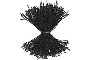 DASSNANE 300Pcs 7.7 Inch Cotton Hang Tag String Fasteners with Plastic Snap Lock for Clothing, Luggage Labels, Price Tags(Thickened Diameter,Black)