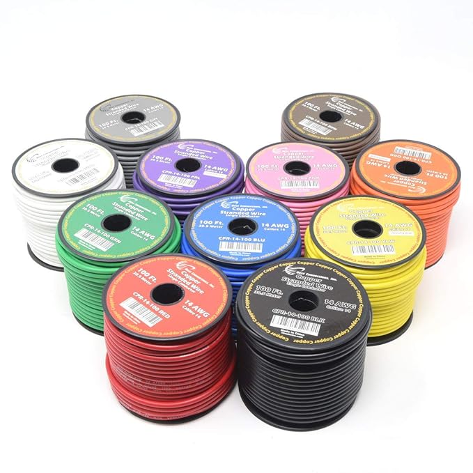 14 AWG Pure Copper Stranded Wire - 2 Rolls 100' Each True Gauge Power