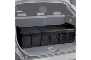 NINEDUCK Car Trunk Organizer with Lid - Heavy-Duty Extra Large Premium Black Oxford Cargo Storage, Adjustable & Collapsible for SUV, Van, Truck, Sedan, Jeep
