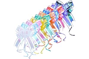 WEWILUCK Bows for Gift Wrapping, Iridescent Colorful Pull Bow Assortment (10 Unique Colors, 6 Inches), Perfect Decoration for Gift Basket, Boxes, Birthdays, Weddings, Christmas, Easter