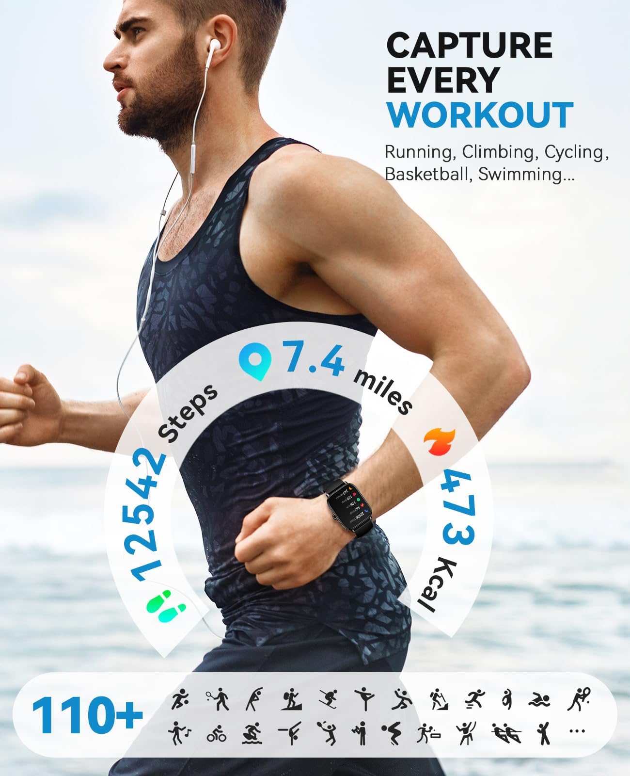 Smart Watch for Women Men- Answer/Make Call, 2025 1.91'' IP68 Waterproof Fitness Step Sleep Tracker Watch with Heart Rate Monitor Activity Counter Smartwatch for Andriod iPhone iOS Samsung Compatible - Image 3