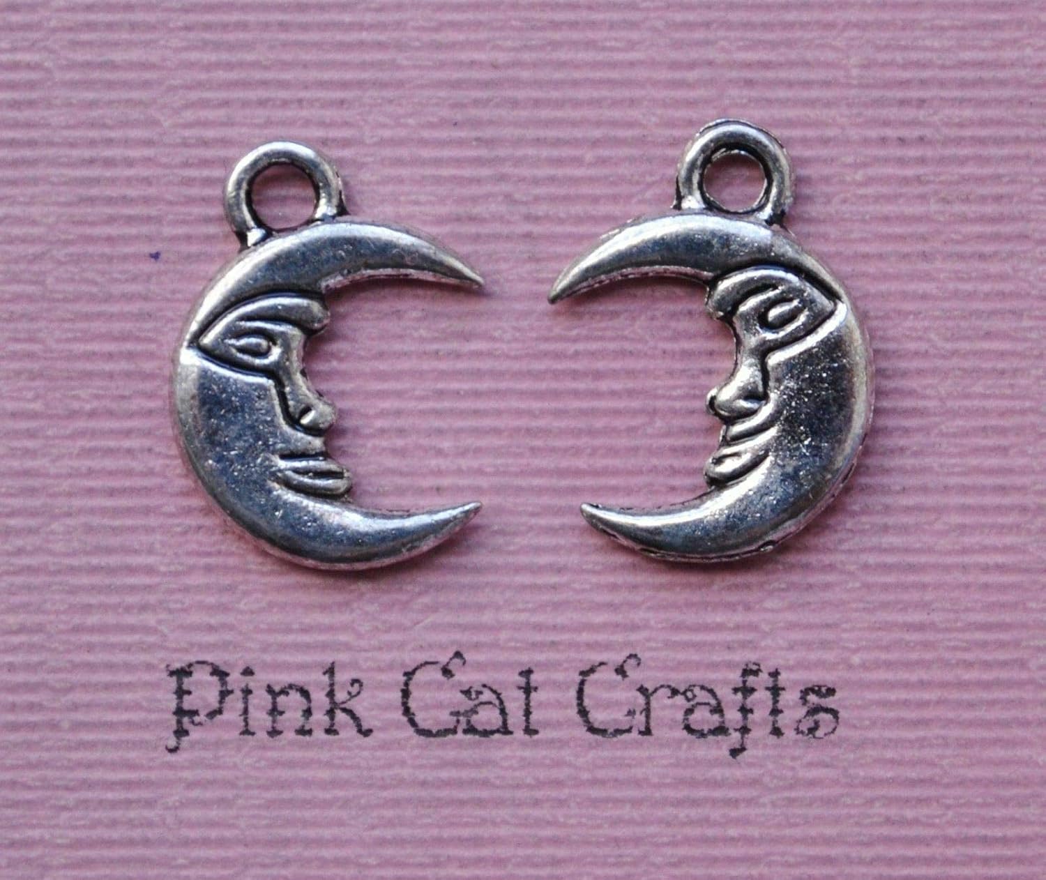 10 X Tibetan Silver Man In The Moon Crescent Moon Face 3d Charms Pendants Beads