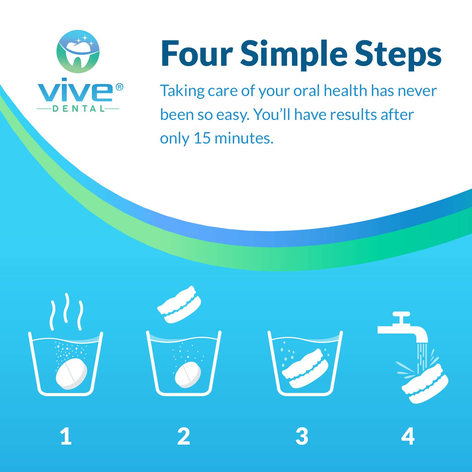 Vive Dental Retainer & Denture Cleaner Tablets (90 Ct) - For Mouthguard, Night Guard, Removable Partial or Full False Teeth - Overnight, Antibacterial Cleanse - Cleaning Removes Stains, Plaque, Odor : Beauty