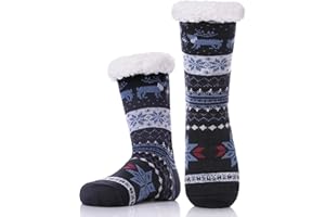 DYW Mens Fuzzy Slipper Socks Warm Thick Heavy Thermal Fleece lined Fluffy Winter Non Slip Socks