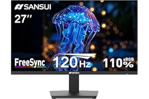SANSUI 27 Inch Computer Monitor 120Hz, FHD 1080P Monitor, HDMI DP Ports FreeSync, HDR 110% sRGB, Tilt Adjustable Frameless VESA Compatible for Office and Home (ES-27F2, HDMI Cable Included)
