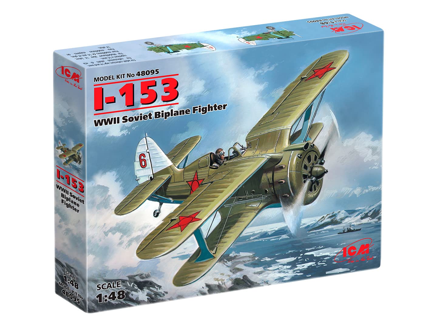 ICM ICM48095 1:48-I-153 Chaika WWII Soviet Biplane Fighter,Black