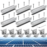 Anbte Solar Panel Roof Mounting Kit, 7.87" Aluminium Solar Rail &amp; Clamps | Solar Panel Bracket For Thickness 30/35 mm Panel, Corrosion-Free, For Metal Roof, Tin Roof, Flat Roof, Sheet Roof, RV, Silver
