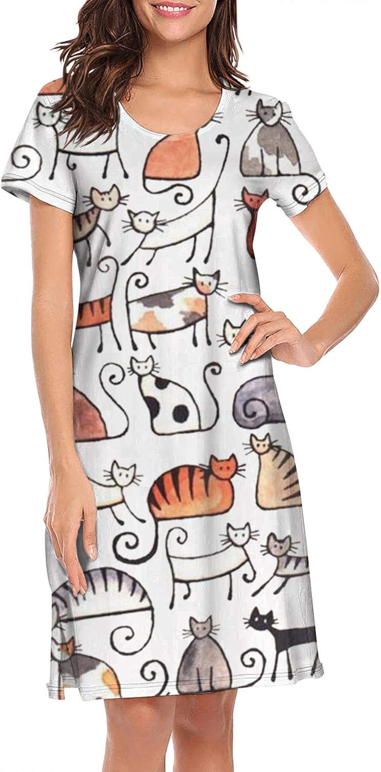 cat print nightgowns