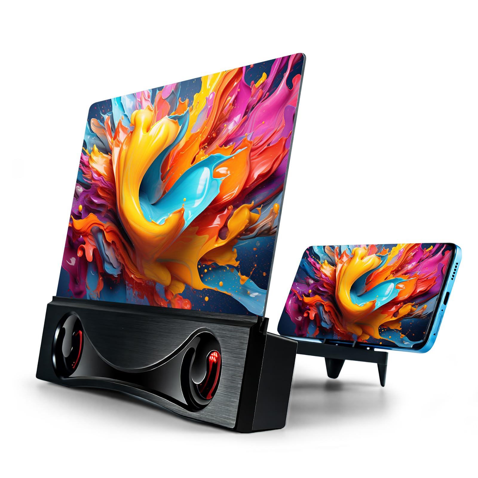 Photo 1 of 12" Phone Screen Magnifier with Speaker Mini 3D HD Foldable Amplifier for Movies & Gaming-Portable Home Theater Clear Audio,Supports All Smartphones for Family,Seniors,Travel