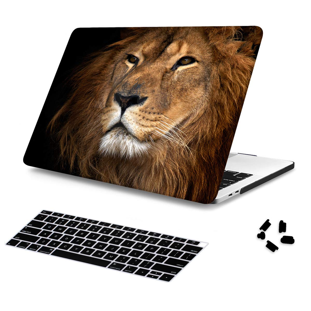 Batianda Painted Case for New MacBook Air 13 inch 2020 2019 2018 Release Model A2179 A1932 with Touch ID Retina Display Crystal Hard Laptop Shell with Keyboard Cover Dust Plug (Lion Pattern)