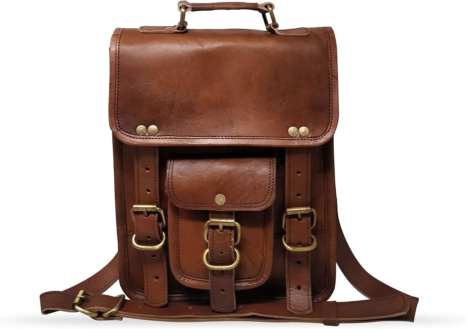 Jaald Leather messenger bag shoulder bag cross body vintage satchel for women men compatible with Ipad man purse and tablet - Image 3