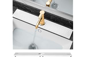 SEMIFRUT Faucet Mat for Kitchen Sink - Diatomite Fast Drying Stone Sink Tray, Super Absorbent,Faucet Splash Guard for Bathroom Counter (23.6'' x 4'' , White)