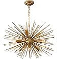 ZIRALIO Modern Gold Sputnik Chandelier Vintage 9-Lights Geometric Starburst Chandelier Light Fixture Golden Sputnik Chandelier for Dining Room, Kitchen, Bedroom, Living Room, 24in 13LB Solid Metal