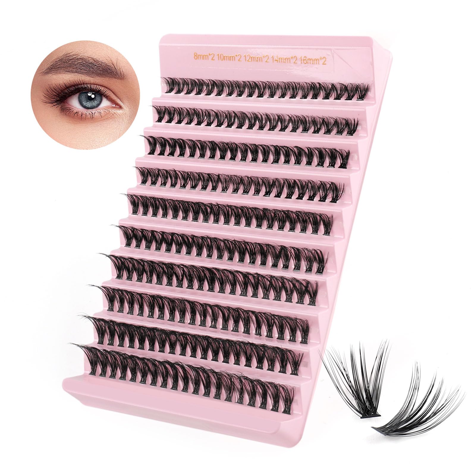 Sixstarhair Individual Lashes 40D Cluster Lashes 8-16mm Mix Lashes Individual Cluster Volume Eyelash Clusters Extensions DIY Lash Extensions at Home(40D-0.07D,8-16mix)