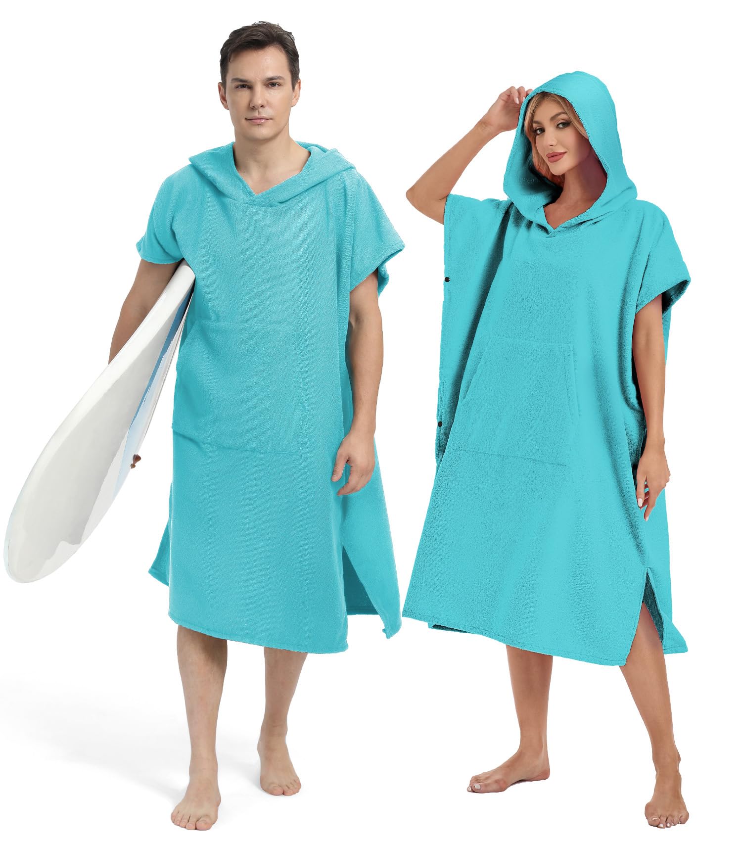 Photo 1 of Abahub Surf Poncho Men & Women Towel Poncho Adult with Hood, Thick Quick Dry Changing Poncho Towel, Microfiber Wearable Cover Up for Surfing Beach Swim - Absorbent Changing Towel M (Teal)