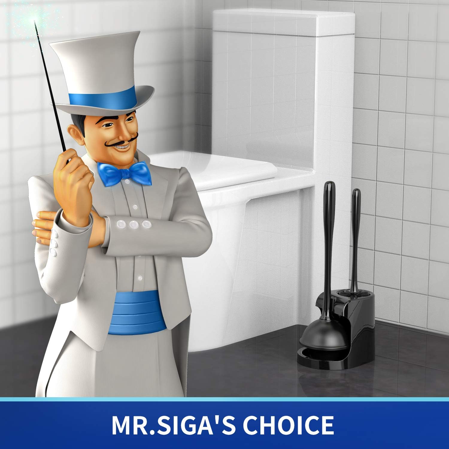 MR.SIGA Toilet Plunger and Bowl Brush Combo for Bathroom Cleaning, Black, 2 Sets: Home & Kitchen