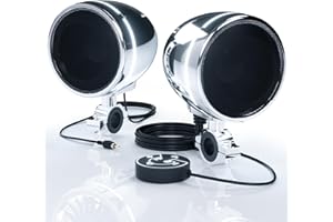 GoHawk Motorcycle Bluetooth Speakers with LED Ring, 4" Waterproof Motorcycle Stereo System, Built-in Amplifier Audio Music Player w/USB AUX for Harley ATV Scooter 4-Wheeler, AN4-Halo Chrome