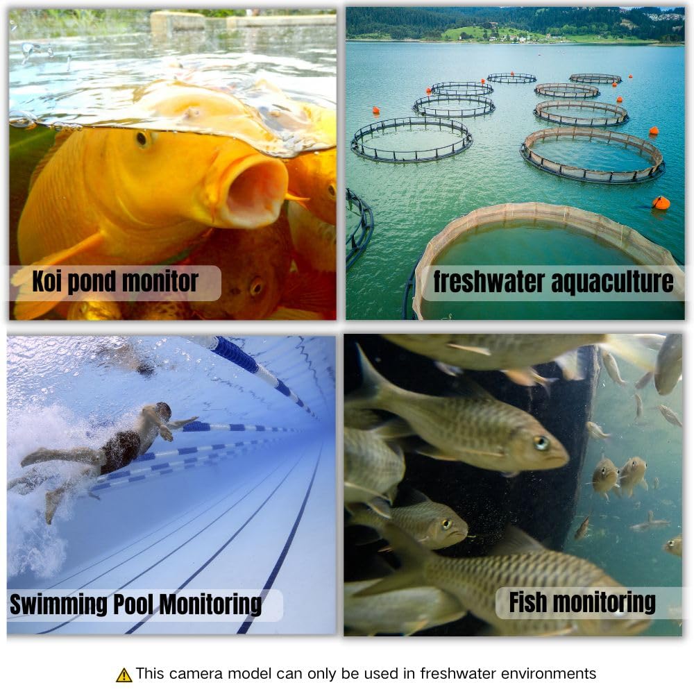 Underwater Cameras 304 Stainless Steel IP68 5MP 2592×1944 POE IP Camera 32Ft Cable Koi Pond Camera