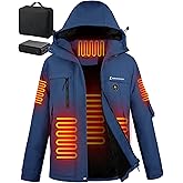 Brimekey Heated Jacket for Men with 20000 mAh Battery Pack Fleece Lining Mens Heated Coat Waterproof Windproof Skiing Hunting