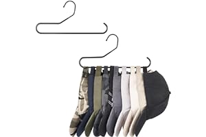 Mkono Hat Organizer for Baseball Caps Metal Hat Rack for Closet Set of 2 Hat Hangers Baseball Cap Holder Hat Storage Organizer Holds 20 Caps, Black