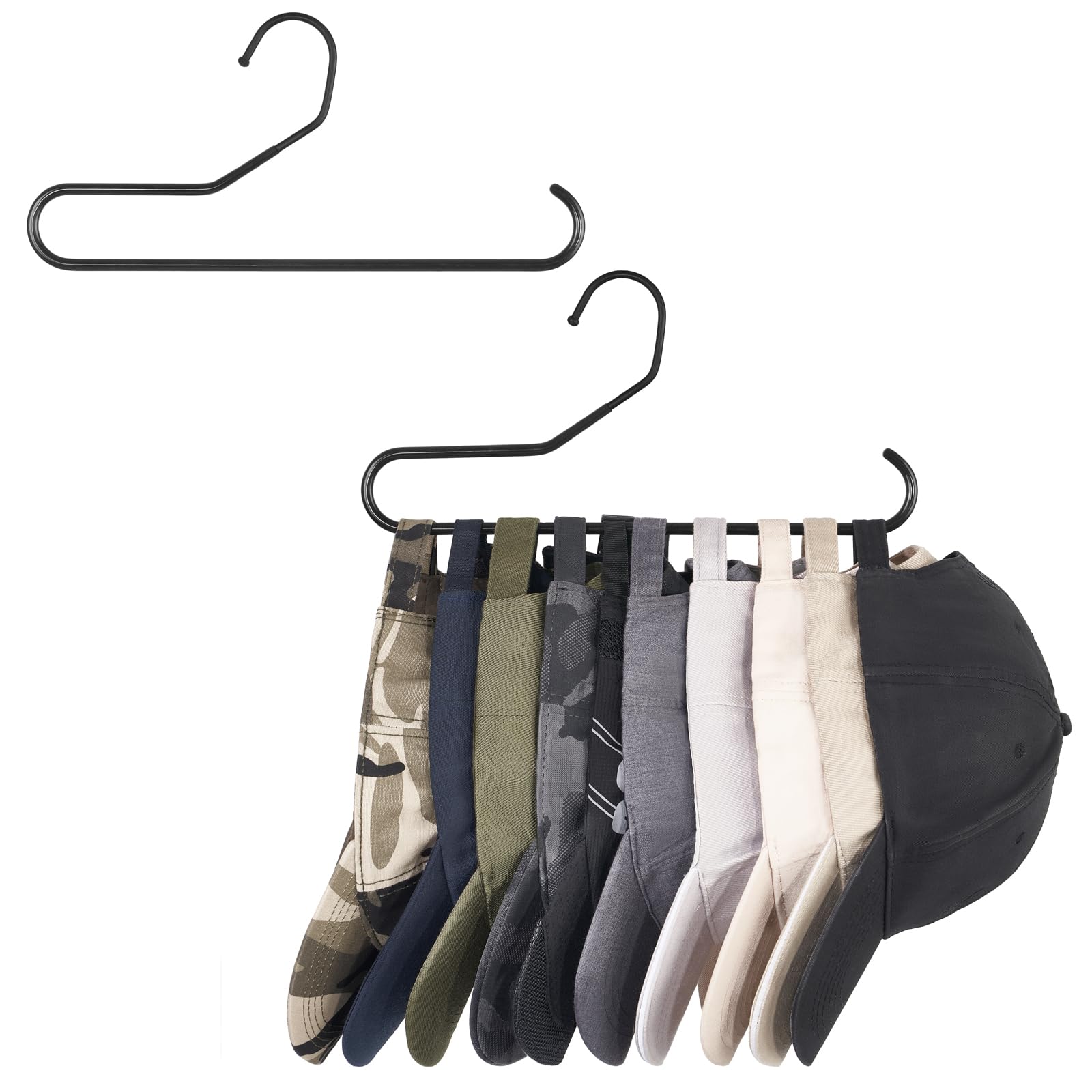 Photo 1 of Mkono Hat Organizer for Baseball Caps Metal Hat Rack for Closet Set of 2 Hat Hangers Baseball Cap Holder Hat Storage Organizer Holds 20 Caps, Black