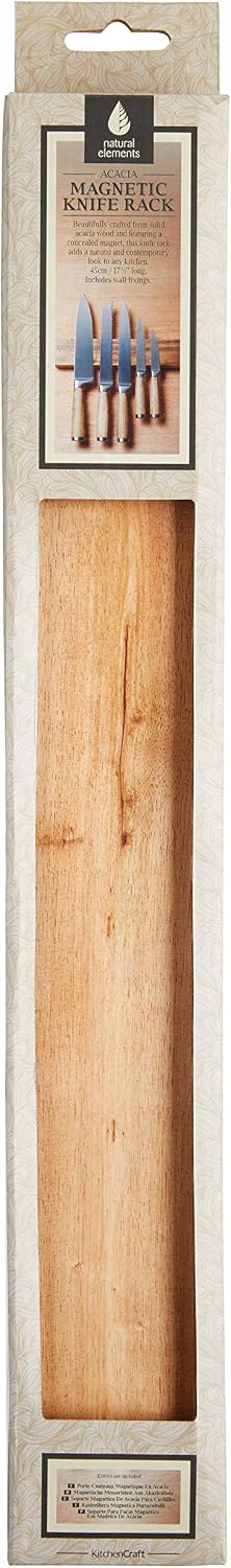 KitchenCraft Natural Elements Wooden Magnetic Knife Rack, 45 x 6 x 3 cm (17.5" x 2.5" x 1"), Brown, 6 x 2.7 x 45 cm - Image 3