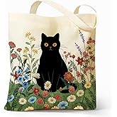 Sukyerios Cute Aesthetic Canvas Tote Bag for Women, Reusable Foldable Shopping Cotton Shoulder Totebag with Zipper Pocket