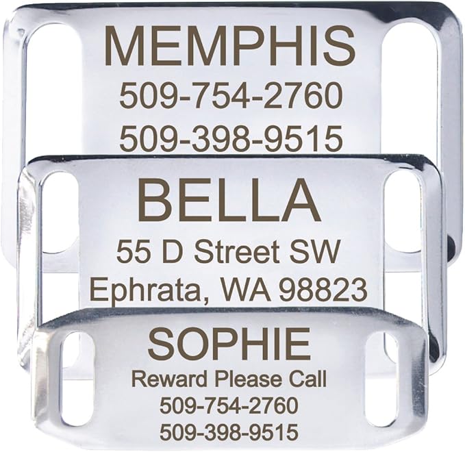 slide on dog tags for adjustable collars