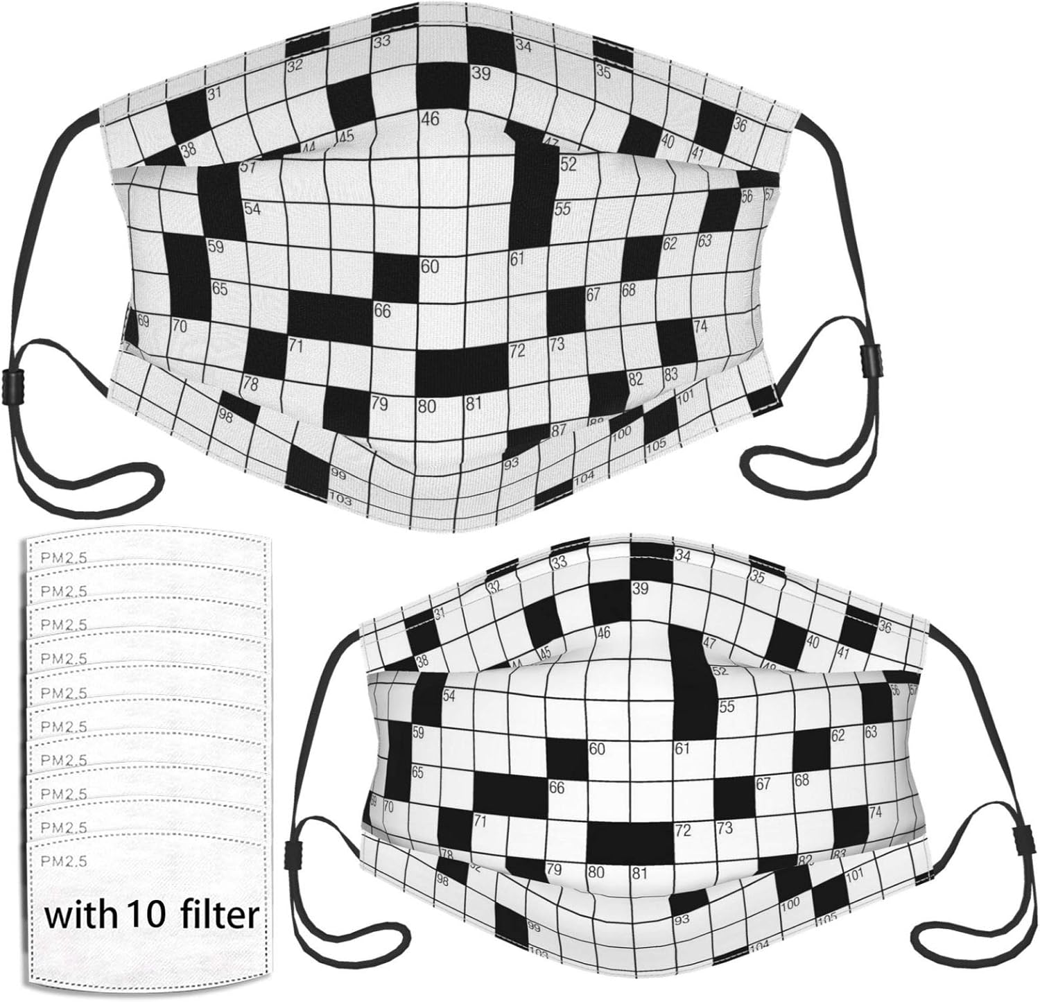 Amazon Yuweishop Crossword Puzzle Reusable Face Bandana Mask 