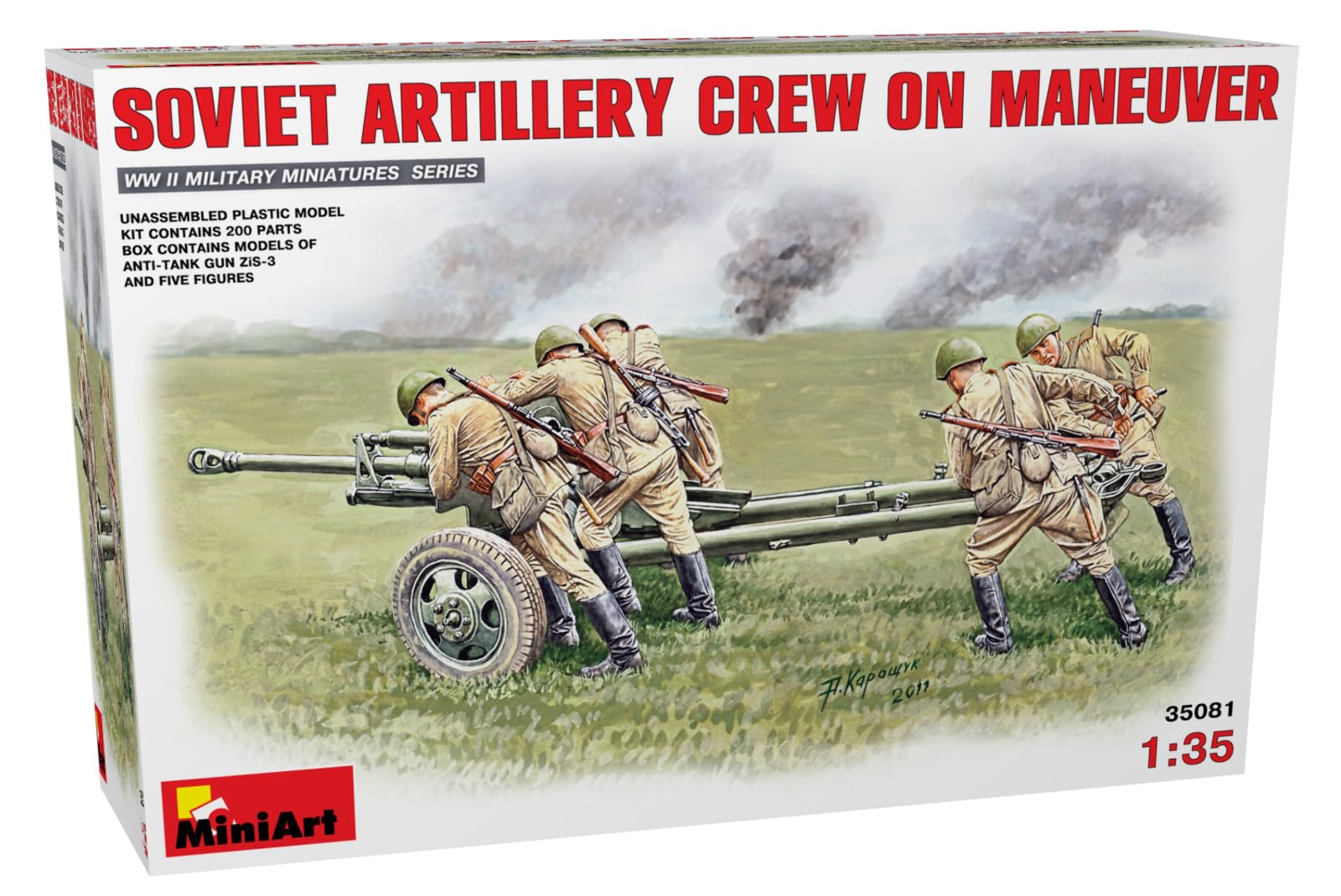Miniart 1:35 Scale Soviet Artillery Crew on Maneuver Plastic Model Kit