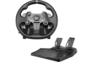GuileKeys AP7 Racing Wheel, 270° Race Steering Wheel with Pedals and Shift Paddles for PS4, PS3, Switch, PC, Xbox One, Xbox 360, Android