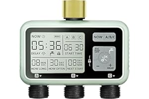 Watering Timer 3 Zone with Brass Inlet, Sprinkler Timer, Programmable Garden Outdoor Hose Faucet Timer with Rain Delay, Auto 