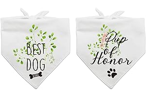 YROVWENQ 2 Pieces Pup of Honor, Best Dog Wedding Dog Bandana, Bridal Party Dog Bandana, Wedding Photo Prop, Pet Scarf Accessories, Coral Wedding Bandana