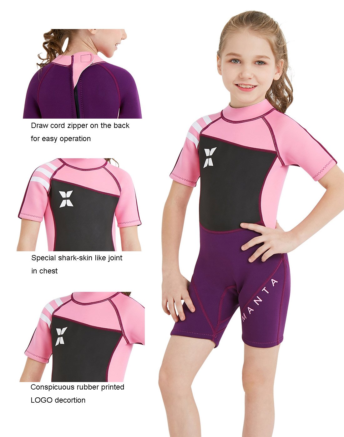 DIVE & SAIL Kids 2.5mm Warm Wetsuit One Piece UV Protection Shorty Suit