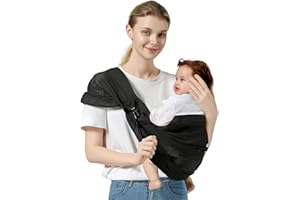 MISSWISDOM Baby Sling Carrier, Toddler Sling Toddler Carrier with Wide Shoulder Strap, Mesh Baby Carriers Newborn to Toddler Infant Wrap Carriers Perfect for Mom and Dad, Black