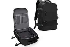 coowoz Large Travel Backpack For Women Men,Carry On Backpack,Hiking Backpack Waterproof Outdoor Sports Rucksack Casual Daypack Travel Essentials（Black Minimalist）