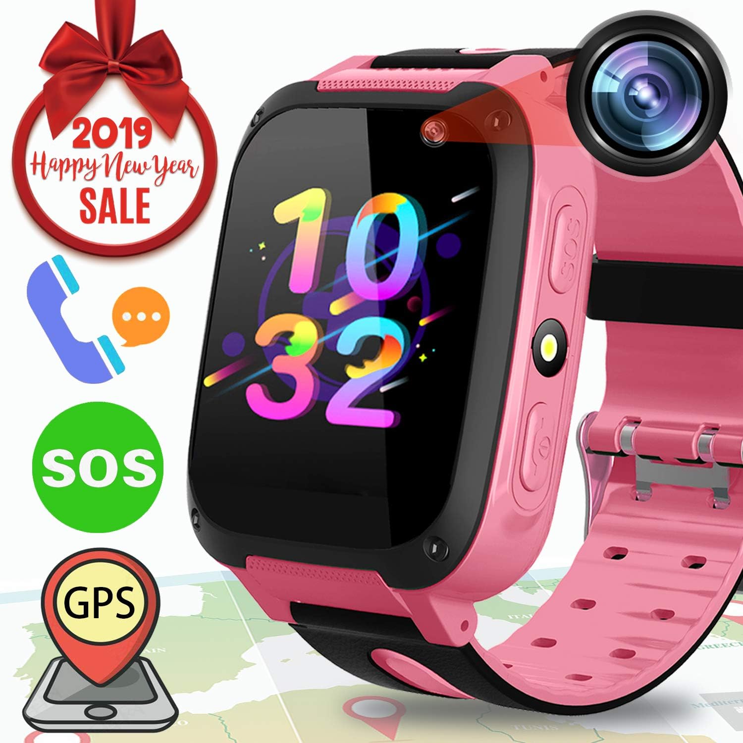 Kids GPS Smart Phone Watch - 2019 New Smart Wrist Watch Phone for 3-12 Year Old with SOS Camera GPS Tracker Sim Card Slot Game Smartwatch School Educational Toys Birthday Holiday Gift