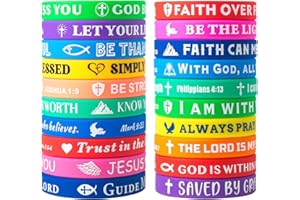 IDREAMBAND Bible Verse Bracelets – 20 Pcs Silicone Bracelets Bulk Jesus Bracelets – Cute Christian Bracelet Colored Wristbands – Comfortable and Lightweight – Perfect Religious Gifts for Men, Women