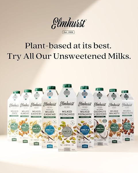 ELMHURST 1925 UNSWEETENED COCONUT & CASHEW MILK – 32 OUNCE DAIRY-FREE, GLUTEN-FREE, VEGAN, SHELF STABLE MILK MADE W/COCONUT CREAM & CASHEWS FOR HEALTHIER, SIMPLER PLANT-BASED ALTERNATIVES