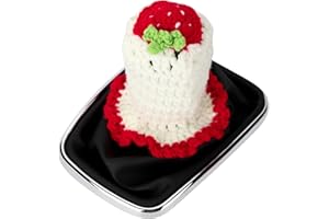 HOMEGYMFREE Crochet Shift Knob Cover, Universal Handmade White-Strawberry Boho Car Accessories for Women, Car Shift Boots Knobs Cover Automotive Interior Fits Car Truck SUV (63#SC)