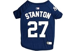 PETS FIRST MLBPA Giancarlo Stanton #27 TEE Shirt for Dogs & Cats. MLB New York Yankees Dog T-Shirt, Large | Sports Dress for Pets | Licensed Sporty Dog Shirt.
