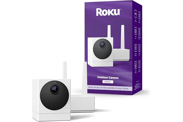 Roku Outdoor Camera for Home Security - IP65 Weather Resistance Wireless Security Camera with 1080p HD Night Vision, Compatible with Alexa & Google, Motion Detection White (Renewed)